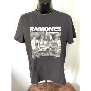 Ramones Band Graphic T-Shirt Black Punk Rock Tee H&M Size S